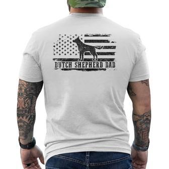 Mens Dutch Shepherd Dad Distressed American Flag Patriotic Dog Men's Back Print T-shirt | Mazezy
