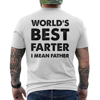 Mens Fathers Day Vintage Dad Worlds Best Farter I Mean Father Men's T-shirt Back Print - Seseable