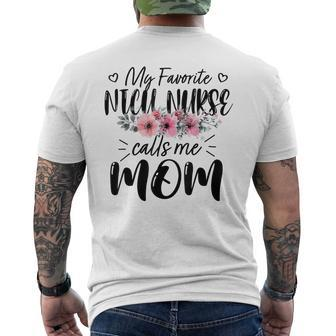 My Favorite Nicu Nurse Calls Me Mom Flowers Men's Back Print T-shirt | Mazezy