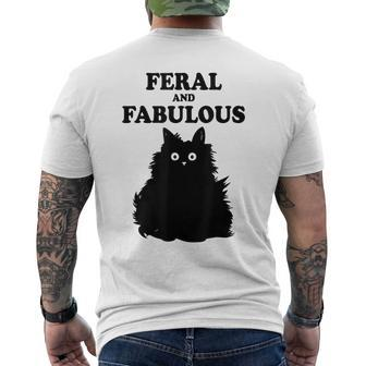 Feral And Fabulous Cat Funny Feline Humor Furry Meow Kitten Mens Back Print T-shirt | Mazezy