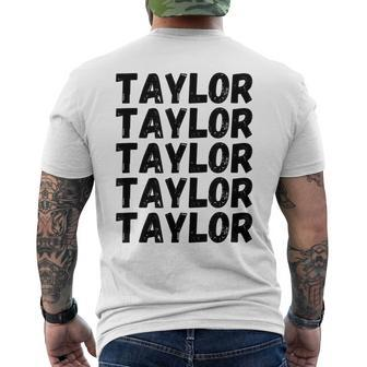 First Name Taylor - Modern Repeated Text Retro Men's Back Print T-shirt | Mazezy