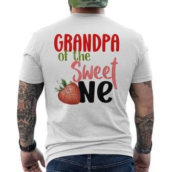 Grandpa The Sweet One Strawberry Birthday Family Party Men's Back Print T-shirt | Mazezy