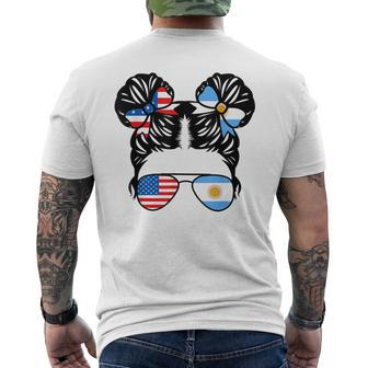 Half American Argentinian Girl Usa Argentina Flag Patriot Men's Back Print T-shirt | Mazezy