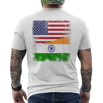 Half Indian Flag Vintage India Usa Men's T-shirt Back Print - Seseable