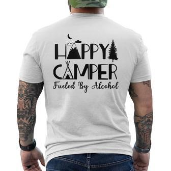Happy Camper Fueled By Alcohol Camping Drinking Party Men's Back Print T-shirt | Mazezy