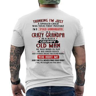 Im A Spoiled Granddaughter Of A Crazy Grandpa May Grandpa Mens Back Print T-shirt | Mazezy