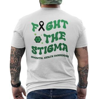In May We Wear The Green Fight Stigma Mental Health Groovy Mens Back Print T-shirt | Mazezy