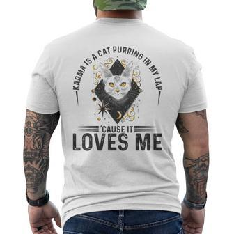 Karma Is A Cat Purring In My Lap Tarot Card Abyssinian Cat Mens Back Print T-shirt | Mazezy