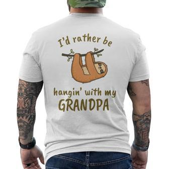Kids Id Rather Be Hangin With My Grandpa Cute Tiny Sloth Lover Mens Back Print T-shirt | Mazezy