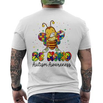 Be Kind Autism Awareness Puzzle Bee Dabbing Support Kids Men's Back Print T-shirt | Mazezy