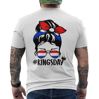 Koningsdag Netherlands Messy Bun Kingsday Dutch Kings Day Men's Back Print T-shirt | Mazezy CA