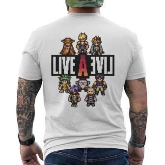 Live A Live Time Period Heroes Pixel Art Men's Back Print T-shirt | Mazezy