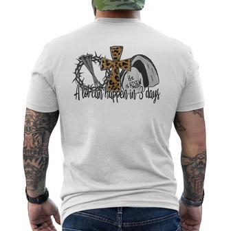 A Lot Can Happen In 3 Days Easter Day Leopard He Is Risen Men's T-shirt Back Print - Seseable
