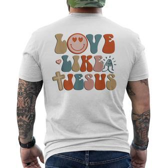 Love Like Jesus Retro Groovy Jesus Easter For Women Men's Back Print T-shirt | Mazezy