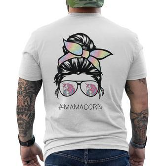 Mamacorn Unicorn Costume Mom Messy Hair Bun Mother Day Men's Back Print T-shirt | Mazezy