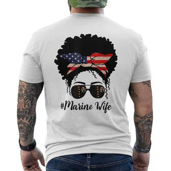 Marine Life Marine Military Wife Messy Bun Black Womens Mens Back Print T-shirt | Mazezy