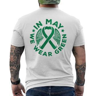 May Is Mental Health Awareness Month In May We Wear Green Mens Back Print T-shirt - Seseable