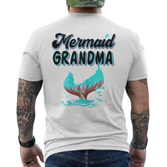 Mermaid Grandma Party Outfit Dad Mama Girl Mermaid Mom Men's Back Print T-shirt | Mazezy