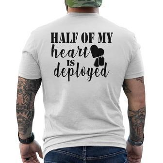 Military Wife Half Of My Heart Is Deployed Us Army Woman Mens Back Print T-shirt | Mazezy