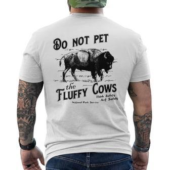 Do Not Pet The Fluffy Cows American Bison Vintage Men's Back Print T-shirt | Mazezy