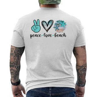Peace Love Beach - Summer Hippie Ocean Vacation Sun Seaside Men's Back Print T-shirt | Mazezy