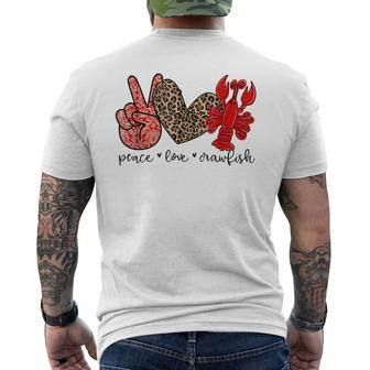 Peace Love Crawfish Leopard Crawfish Boil Cajun Lobster Men's Back Print T-shirt | Mazezy