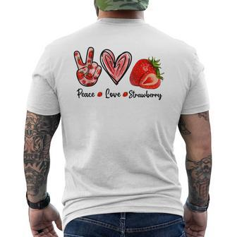 Peace Love Strawberry Cute Strawberry Festival Fruit Lover Men's T-shirt Back Print - Seseable