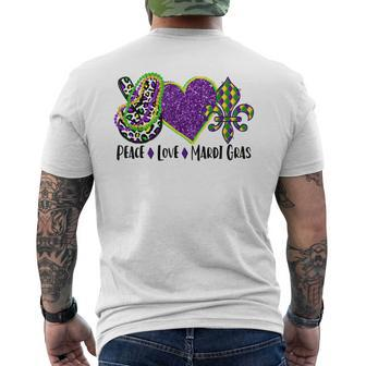 Peace Sign Heart Fleur De Lys Hippie Peace Love Mardi Gras Men's Back Print T-shirt | Mazezy