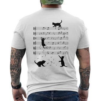Piano Music Cat Lover Pianist Piano Lover Kitty Kitten Men's T-shirt Back Print - Seseable