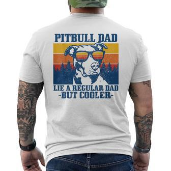 Mens Pitbull Dad Vintage Dog Fathers Day Pitbull Men's T-shirt Back Print - Seseable