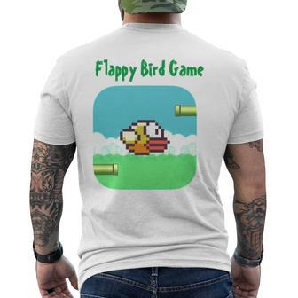 Pixel Art Flappy Bird Game Men's Back Print T-shirt | Mazezy
