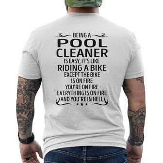 Being A Pool Cleaner Like Riding A Bike Men's T-shirt Back Print - Seseable