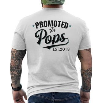Promoted To Pops Est 2018 New Grandpa Mens Back Print T-shirt | Mazezy