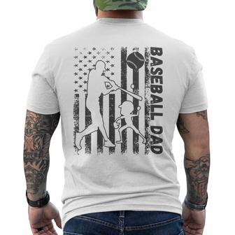 Proud Baseball Dad American Flag Sports Fathers Day Men's T-shirt Back Print - Thegiftio UK