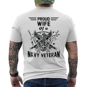 Proud Wife Of A Navy Veteran American Flag Military Gift Mens Back Print T-shirt | Mazezy