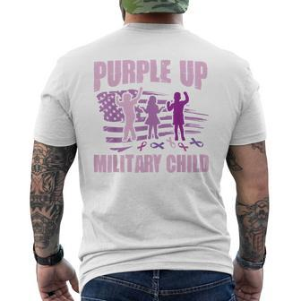 Purple Up Military Child Us Flag Military Child Awareness Men's T-shirt Back Print - Seseable