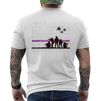 Purple Up For Military Kids Child Month Us Flag Mens Back Print T-shirt | Mazezy