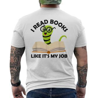 I Read Books Like Its My Job Reading Librarians Book Lovers Men's T-shirt Back Print - Seseable