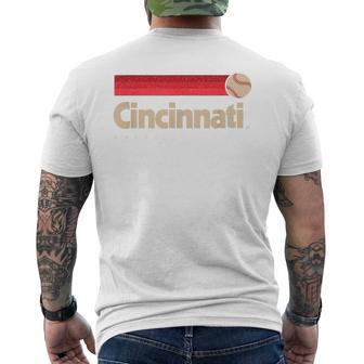 Red Cincinnati Baseball Softball City Ohio Retro Cincinnati Men's T-shirt Back Print - Seseable