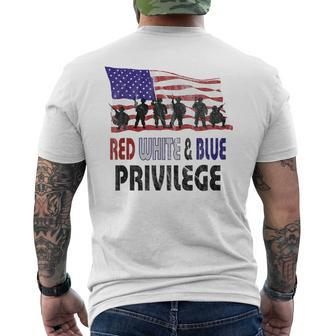Red White & Blue Privilege Veterans Day Vets Men's T-shirt Back Print - Seseable