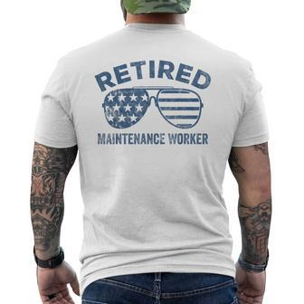 Retirement Vintage Sunglasses Usa Flag Men Dad Men's T-shirt Back Print - Seseable
