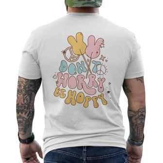Retro Groovy Easter Bunny Happy Easter Dont Worry Be Hoppy Men's Back Print T-shirt | Mazezy
