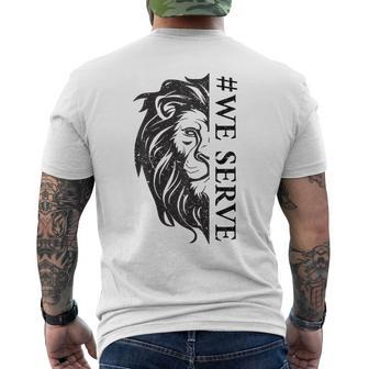 We Serve Lions Vintage Lions Club International Men's Back Print T-shirt | Mazezy