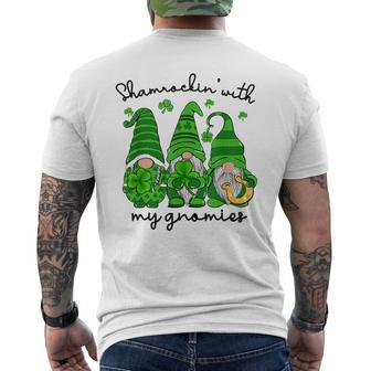 Shamrockin With My Gnomies St Patricks Day Gnome Shamrock Men's T-shirt Back Print - Thegiftio UK