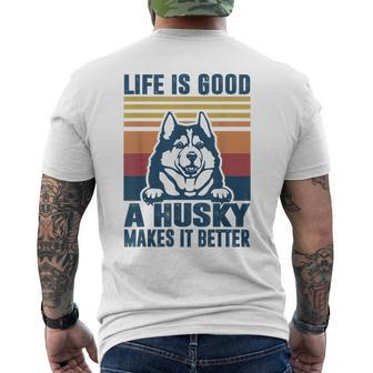 Siberian Husky For Husky Dog Dad Dog Mom Men's T-shirt Back Print - Thegiftio UK