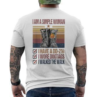 I Am A Simple Woman I Have A Dd-214 Veteran Lover Men's T-shirt Back Print - Seseable