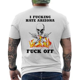 Skull I Fuckling Hate Arizona Fuck Off Men's Back Print T-shirt | Mazezy CA
