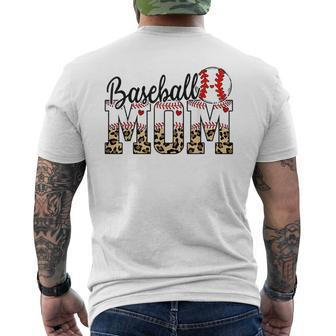 Softball Baseball Mom Leopard Men's Back Print T-shirt | Mazezy