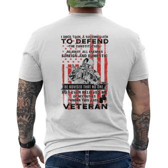 Solemn Oath To Defend The Constitution Veterans Day Gift Mens Back Print T-shirt | Mazezy