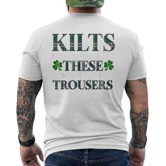 St Patricks Day Irish Kilts St Paddys Outfit Men's Back Print T-shirt | Mazezy